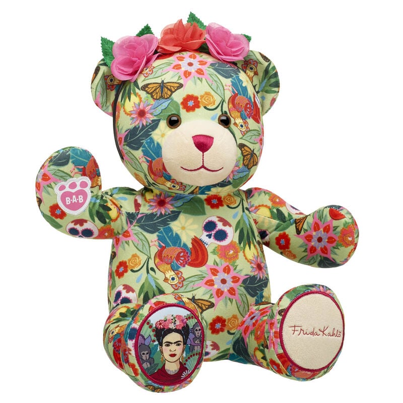 Frida Kahlo Icon Collage Teddy Bear with Flower Crown Headband - Build-A-Bear Workshop®